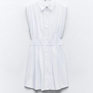 Zara Crisp White Button-Up Shirt Dress